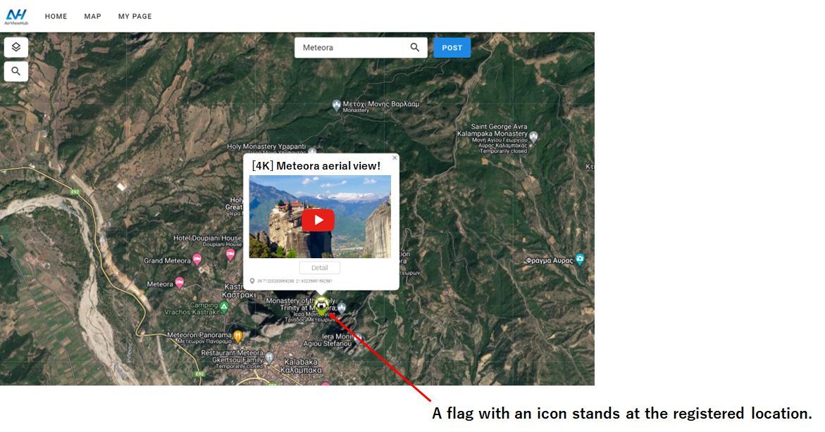 A flag with the poster's icon on the map
